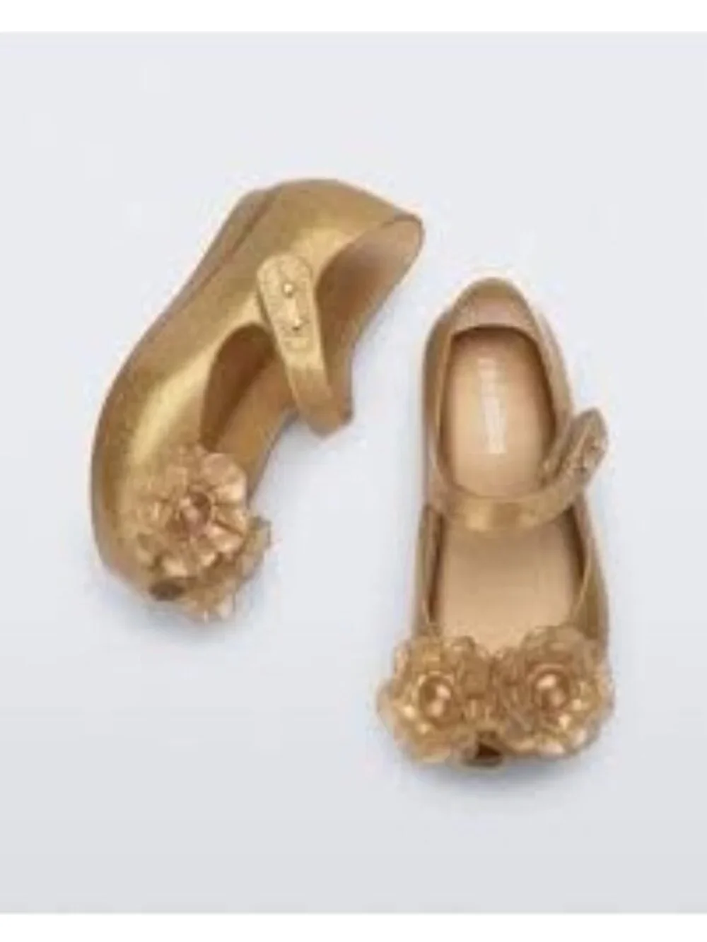 Mini Melissa Gold Ultra Girl Flower Jelly Flats, Size 9